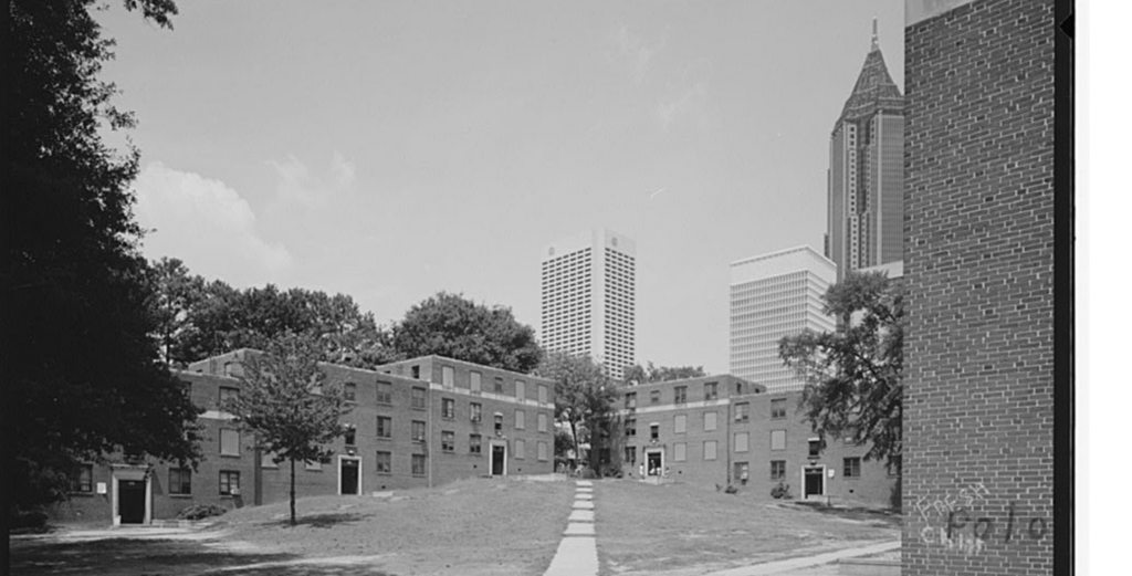 Techwood Homes (its first development constructed was built for white families). Atlanta was the first city to build and destroy public housing.