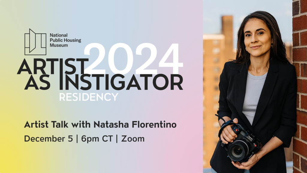 Promotional graphic for a Artist as Instigator virtual talk on December 5, 2024 at 6 pm on Zoom