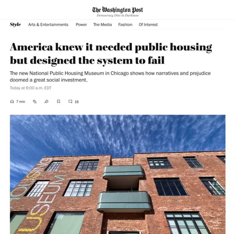 Screenshot of a Washington Post article with the headline America knew it needed public housing but designed the system to fail