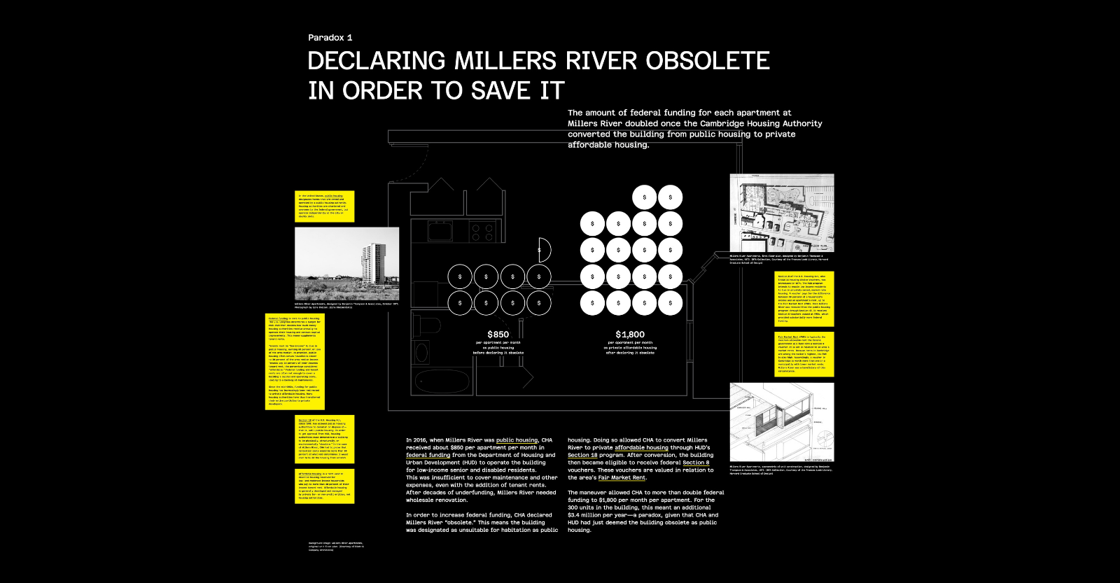 Exhibit panel with the headline Declaring Millers River Obsolete in Order to Save It