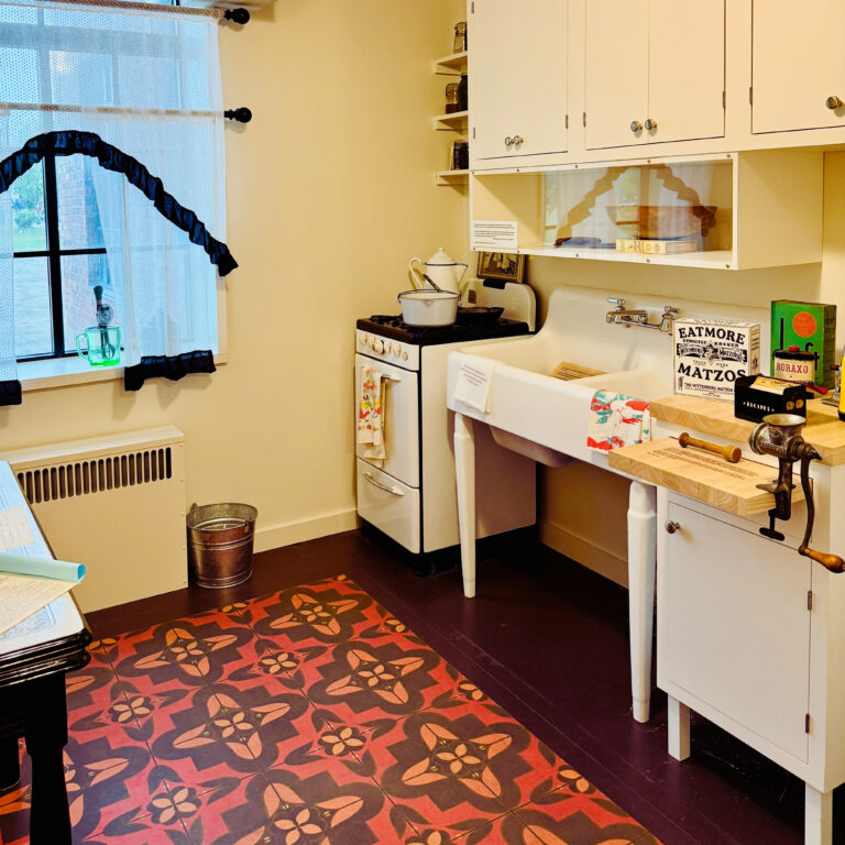 A restored 1930s apartment kitchen