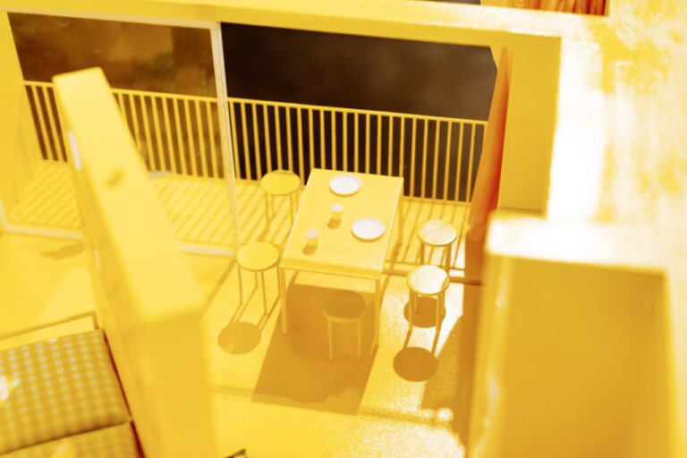 Zoomed-in photo of a model of an apartment unit