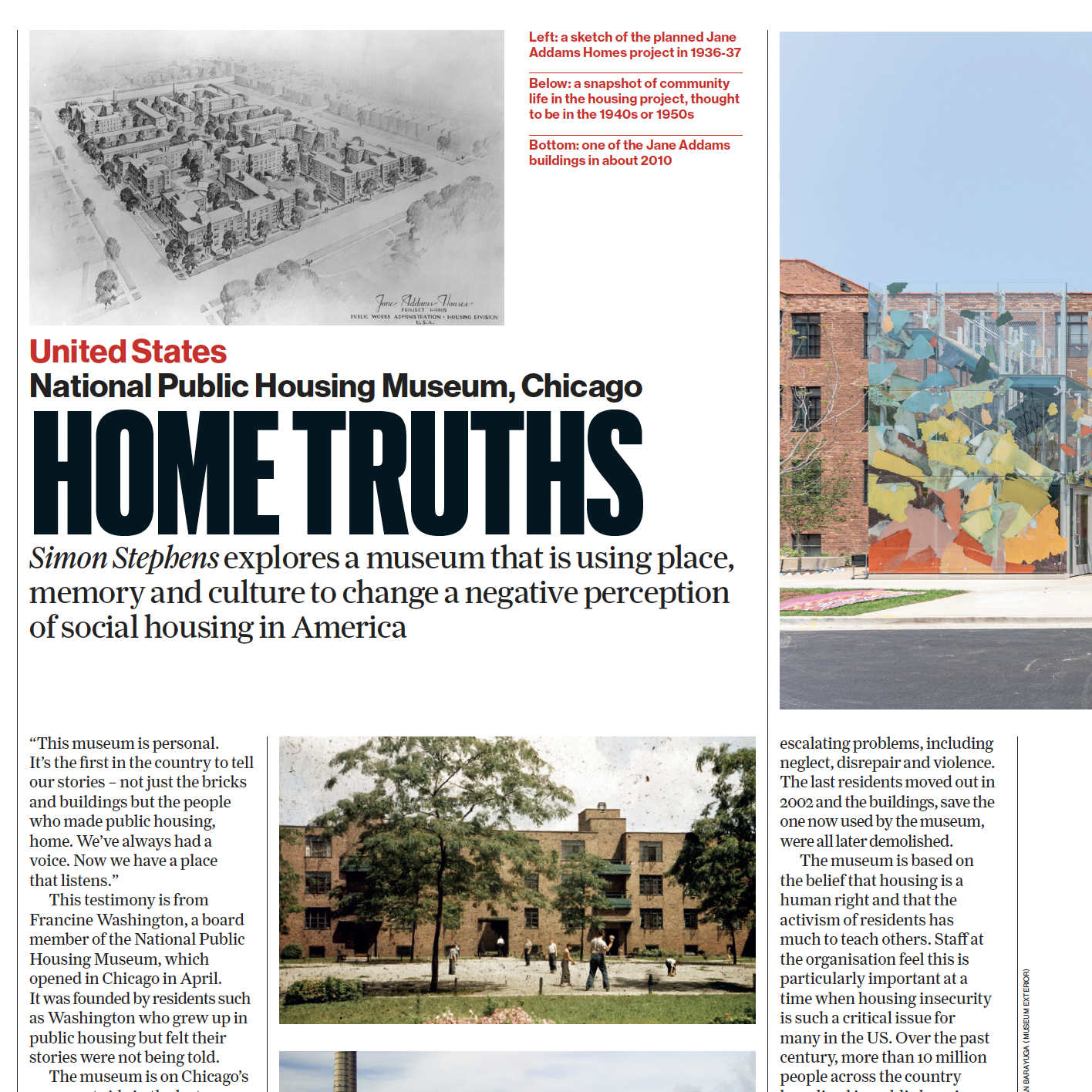 Article clipping with the headline Home Truths