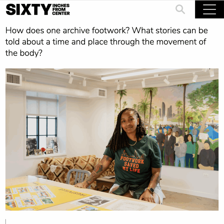 Screenshot of an article features photo of Dr. ShaDawn Battle wearing a green shirt with orange lettering of the words, "Footwork Saved My Life"