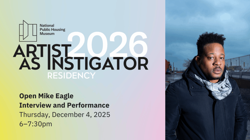 Promotional banner for Open Mike Eagle interview and performance