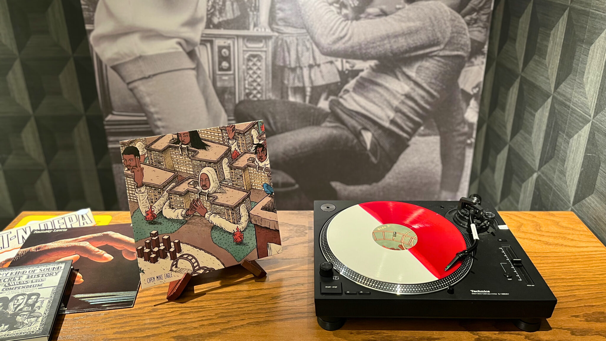 Turntable and album display with Open Mike Eagle's Brick Body Kids Still Daydream