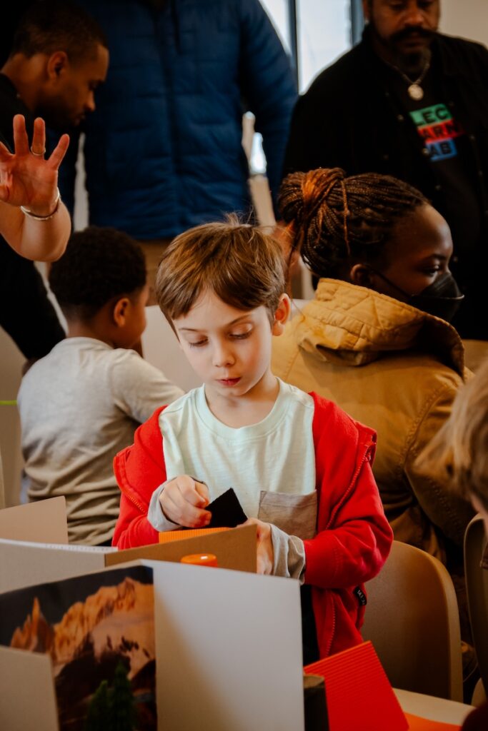 A kid focused on an art project