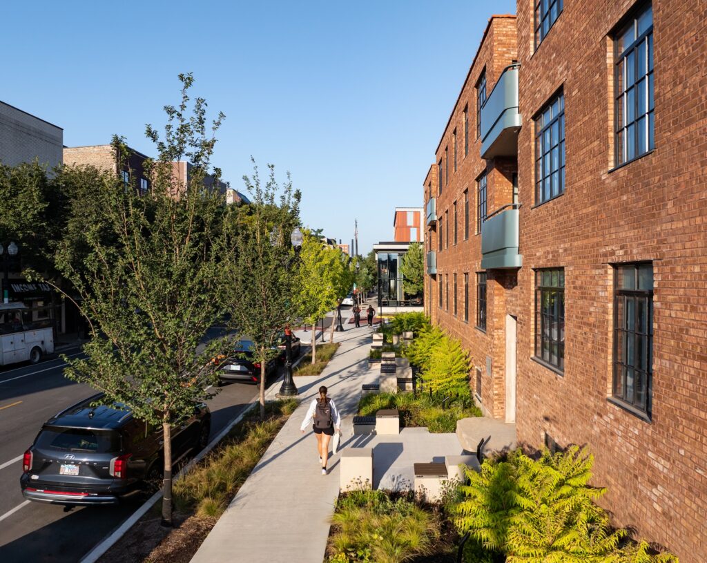 A view of the National Public Housing Museum looking down Taylor Street