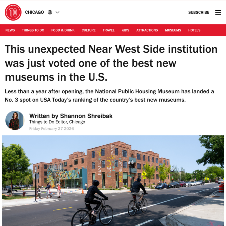 Clipping of news article with the headline This unexpected Near West Side institution was just voted one of the best new museums in the U.S.
