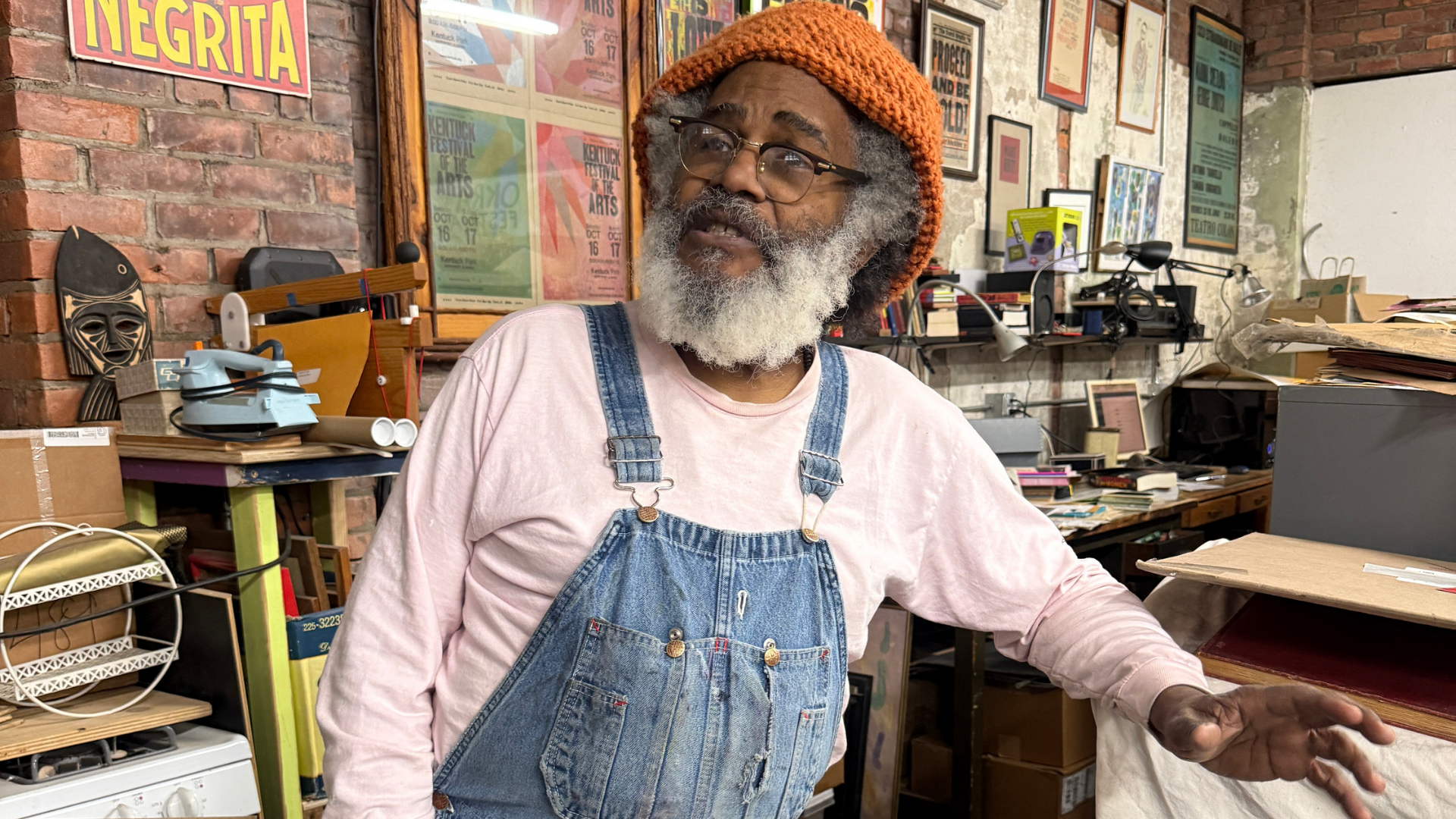 Portrait of Amos Paul Kennedy Jr in his studio