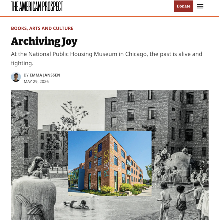 Digital clipping from the American Prospect with the headline Archiving Joy