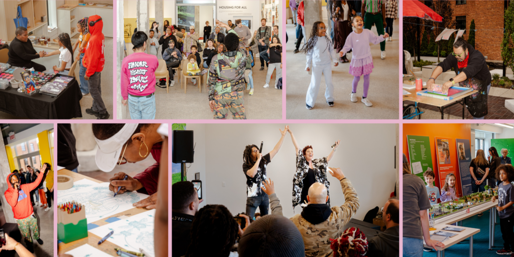 A collage of photos of family activities and performances